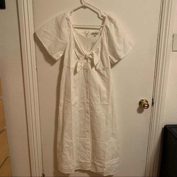 Madewell White Eyelet Tie-Front Midi Dress - Picture 7 of 15